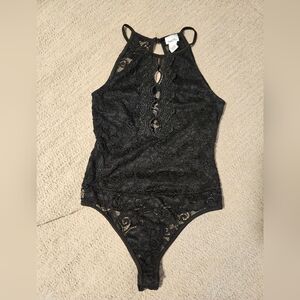 Black lace body suit